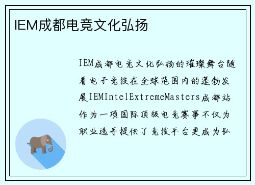 IEM成都电竞文化弘扬