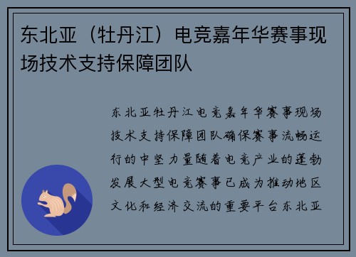东北亚（牡丹江）电竞嘉年华赛事现场技术支持保障团队